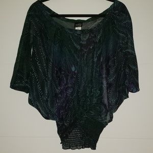 Thanx Collection Butterfly Sheer Top, Sz M